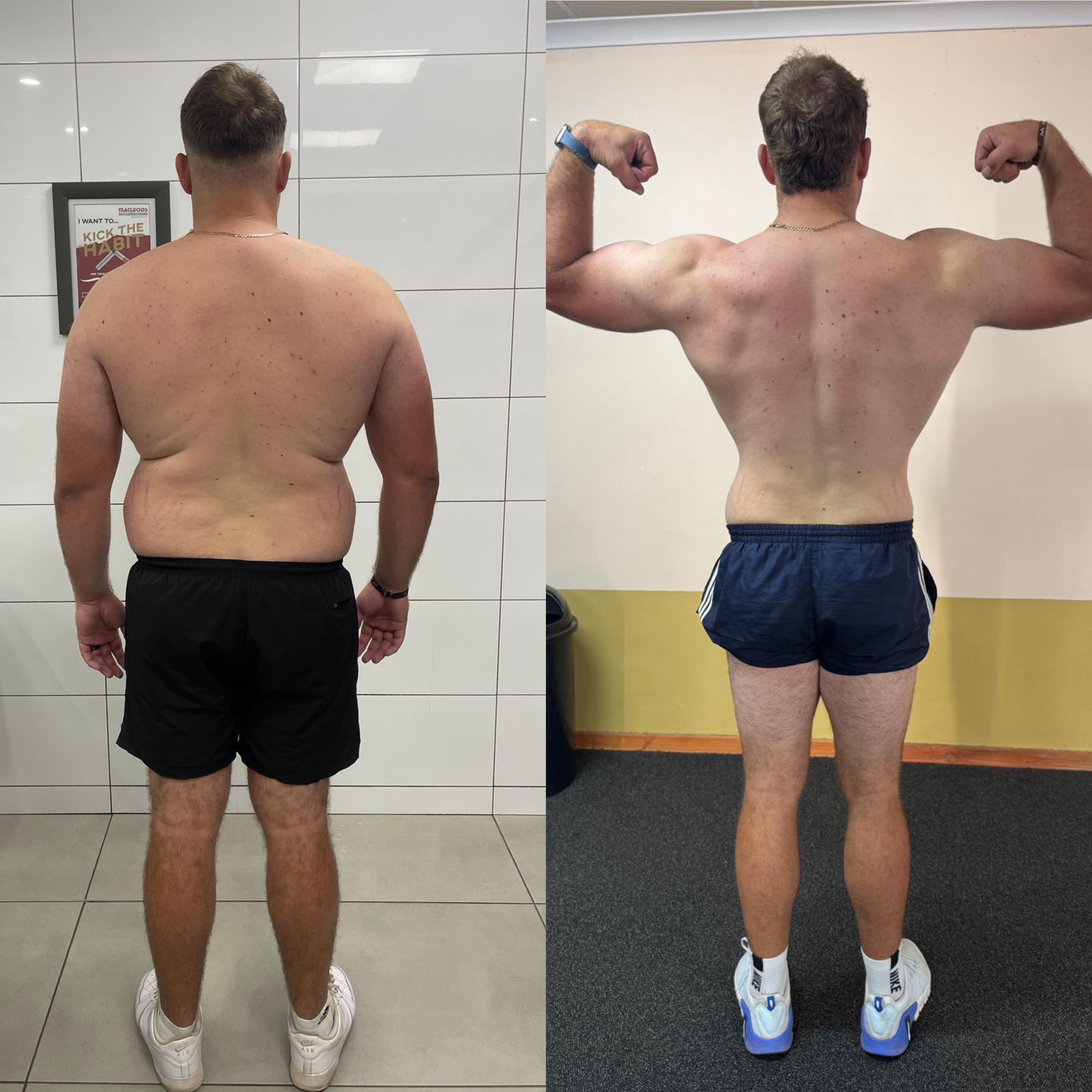 Client transformation — 12 weeks · fat loss phase